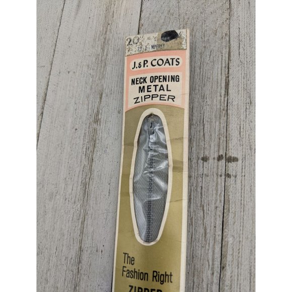 Vintage J&P Coats Neck Opening Metal Zipper 20" Nurgrey Gray 23-A - Picture 2 of 4
